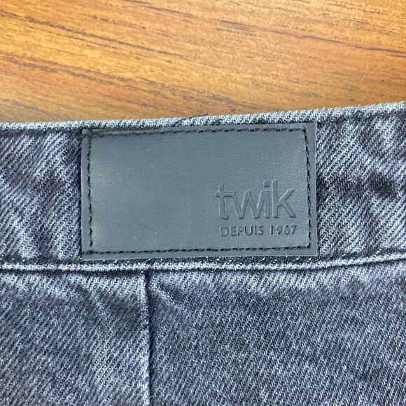 TWIK Par Simons Sz 28 Cotton Women Denim Pleated Black Cut Off Hi Waist Shorts - Picture 4 of 7